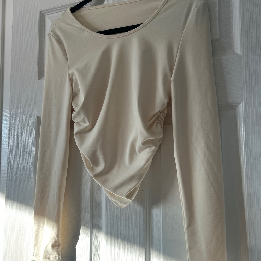 Cream Long Sleeve Women's Top - Picture 2 of 4